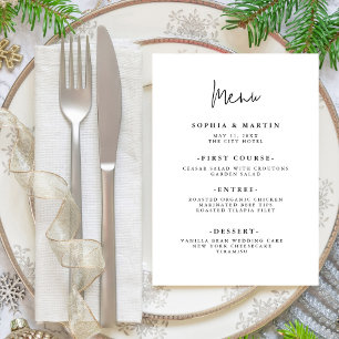 Modern Minimalist Script Wedding Menu