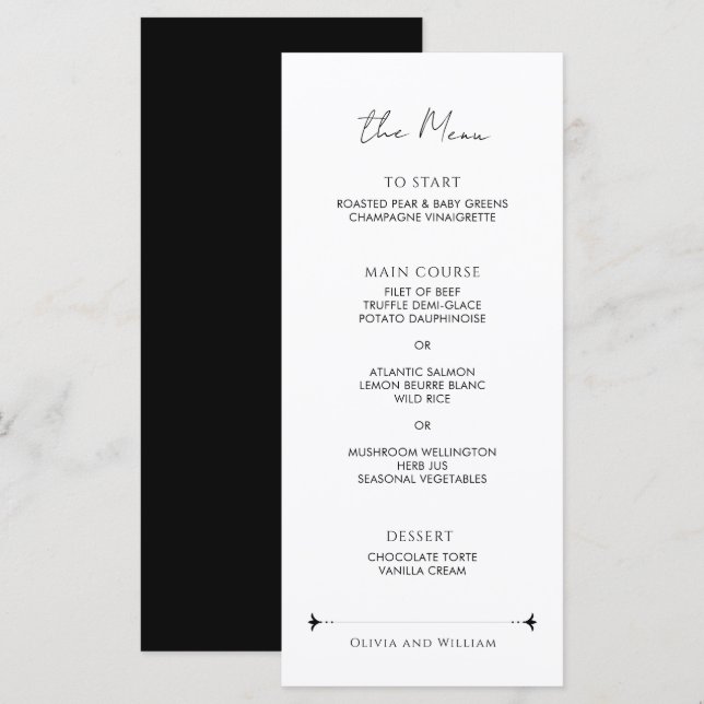 Modern Minimalist Script Wedding Menu (Front/Back)