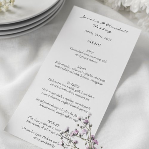 Modern minimalist script  wedding menu card