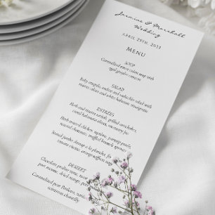 Modern minimalist script  wedding menu card