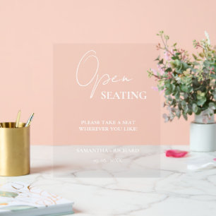 Modern Minimalist Script Wedding Open Seating Sign
