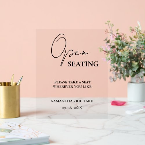 Modern Minimalist Script Wedding Open Seating Sign