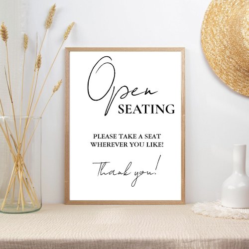 Modern Minimalist Script Wedding Open Seating Sign