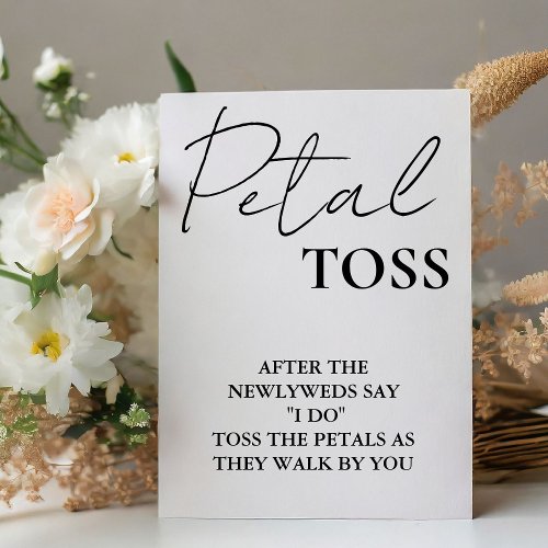 Modern Minimalist Script Wedding  Petal Toss Sign