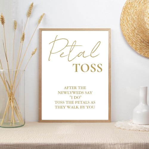 Modern Minimalist Script Wedding  Petal Toss Sign