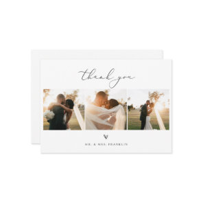 Modern Minimalist Script Wedding Photo Thank You Card