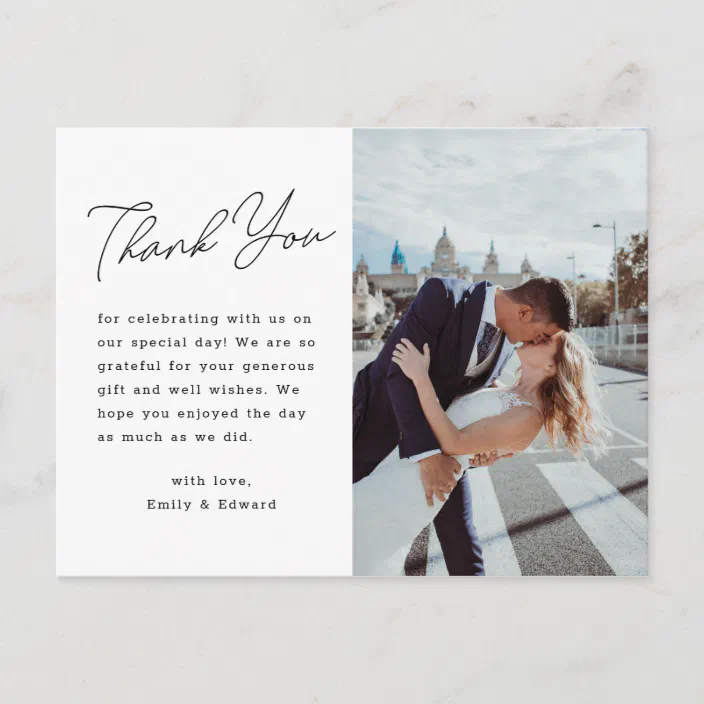 Full Photo WEDDING Thank You Cards Postcards Personalised Custom Unqiue 50 