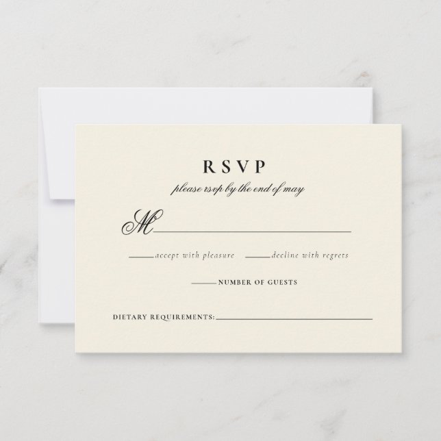 Modern Minimalist Script Wedding Response Card (Front)
