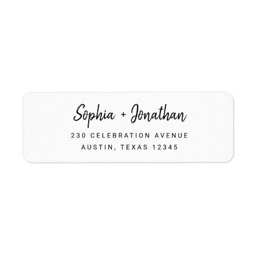 Modern Minimalist Script Wedding Return Address Label Zazzle