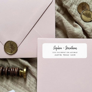 Modern Minimalist Script Wedding Return Address Label
