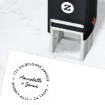 Modern Minimalist | Script Wedding Return Address Self-inking Stamp<br><div class="desc">A simple, stylish couple round return address design in a handwritten script contemporary font in a modern minialist style with a simple dot symbol feature. The perfect mailing accessory which can easily be personalized with your name and address for a one of a kind design for your wedding or any...</div>