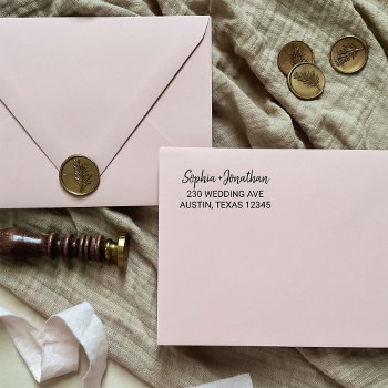 Modern Minimalist Script | Wedding Return Address Self-inking Stamp by Customize_My_Wedding at Zazzle