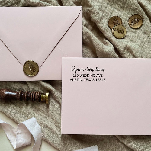 Modern Minimalist Script  Wedding Return Address Self_inking Stamp