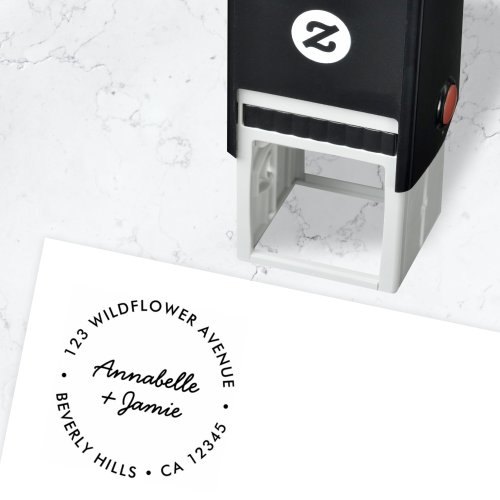 Modern Minimalist  Script Wedding Return Address Self_inking Stamp