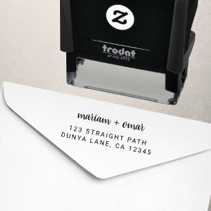 Modern Minimalist Script Wedding Return Address Self-inking Stamp