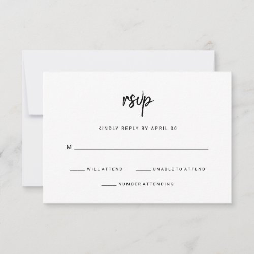 Modern Minimalist Script  Wedding RSVP Card