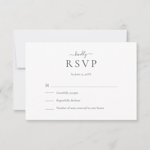Modern Minimalist Script Wedding RSVP Card