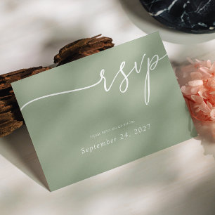 Modern Minimalist Script Wedding RSVP Card Sage