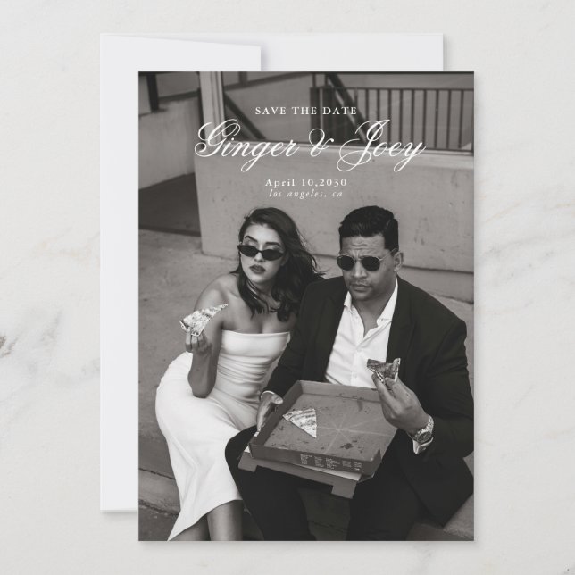 Modern Minimalist Script Wedding Save the date Invitation (Front)