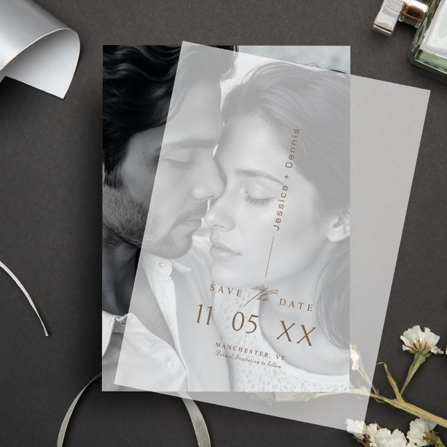 Modern Minimalist Script Wedding Save the Date Vellum Invitations (Creator Uploaded)