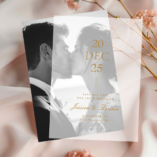 Modern Minimalist Script Wedding Save the Date Vellum Invitations