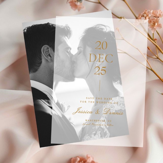 Modern Minimalist Script Wedding Save the Date Vellum Invitations (Creator Uploaded)