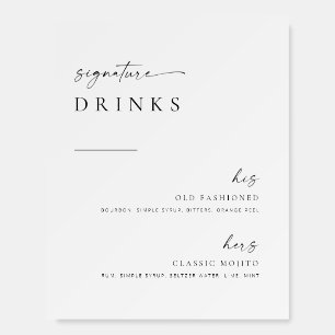 Modern Minimalist Script Wedding Signature Drinks Foam Board