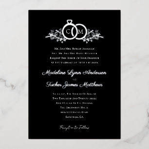 Modern Minimalist Script Wedding Silver Foil Invitation