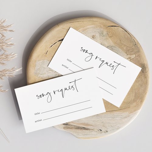 Modern Minimalist Script Wedding Song Request Enclosure Card