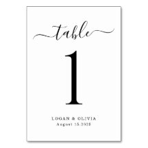 Modern Minimalist Script Wedding Table Number Card