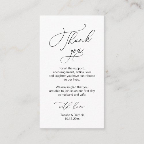 Modern Minimalist Script Wedding Thank you  Enclo Enclosure Card