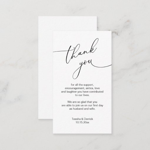 Modern Minimalist Script, Wedding Thank you Enclo Enclosure Card | Zazzle