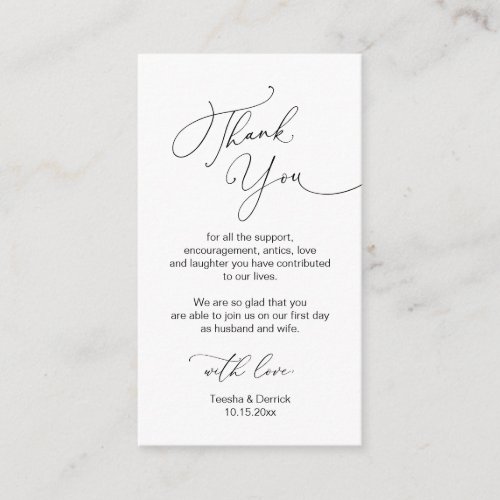 Modern Minimalist Script Wedding Thank you  Enclo Enclosure Card