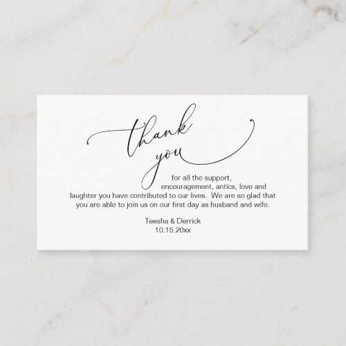 Modern Minimalist Script Wedding Thank you  Enclo Enclosure Card