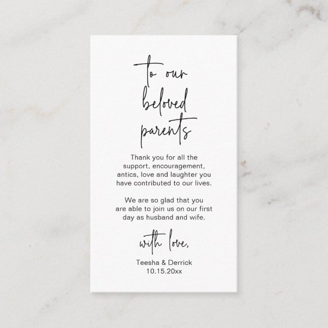 Modern Minimalist Script, Wedding Thank you Enclos Enclosure Card (Front)