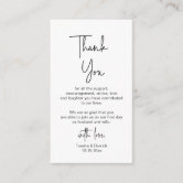 Modern Dark Grey Script, Wedding Thank you Enclosure Card