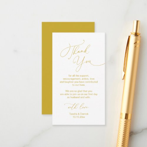 Modern Minimalist Script Wedding Thank you  Enclosure Card