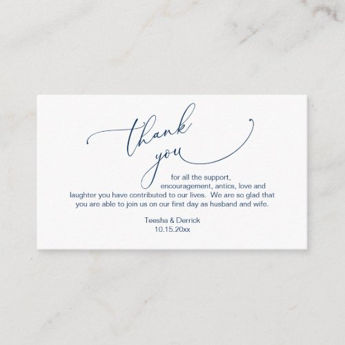 Modern Minimalist Script Wedding Thank you Enclosure Card