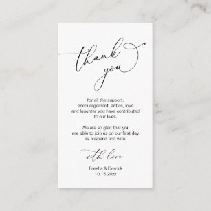 Modern Minimalist Script, Wedding Thank you  Enclosure Card