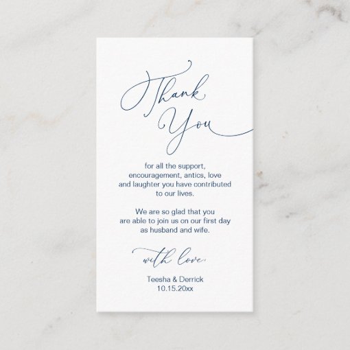 Modern Minimalist Script, Wedding Thank You Enclosure Card 