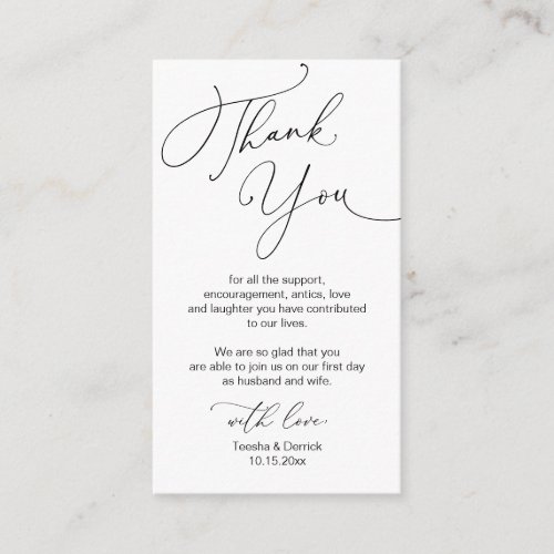 Modern Minimalist Script Wedding Thank you  Enclosure Card