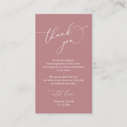 Modern Minimalist Script Wedding Thank you  Enclosure Card