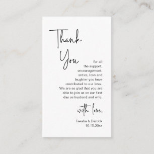 Modern Minimalist Script, Wedding Thank you Enclosure Card