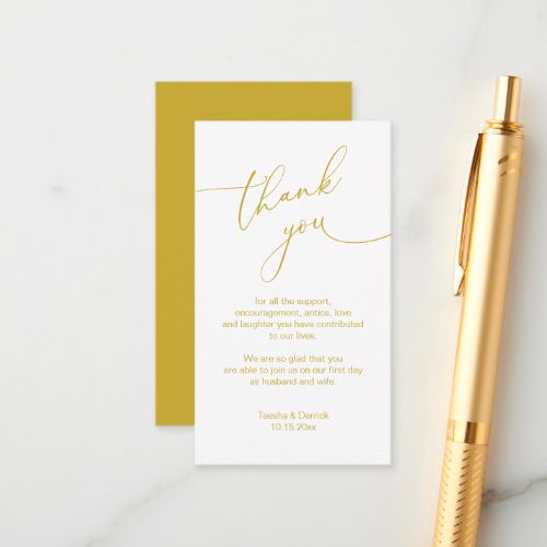 Modern Minimalist Script Wedding Thank you Enclosure Card