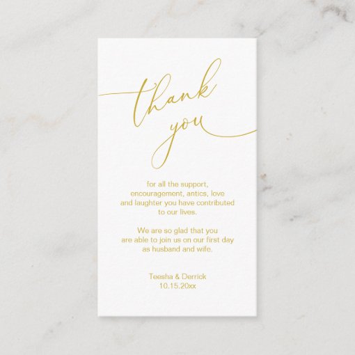 Modern Minimalist Script, Wedding Thank you Enclosure Card | Zazzle