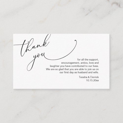 Modern Minimalist Script Wedding Thank you  Enclosure Card