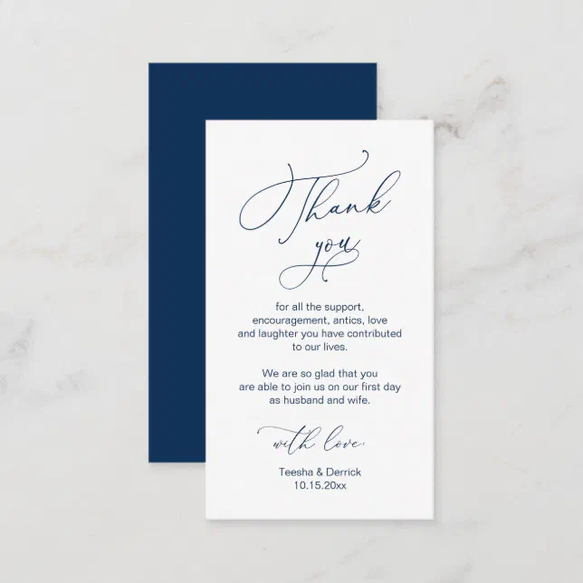 Modern Minimalist Script, Wedding Thank you Enclosure Card | Zazzle