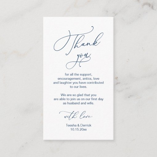 Modern Minimalist Script, Wedding Thank you Enclosure Card | Zazzle