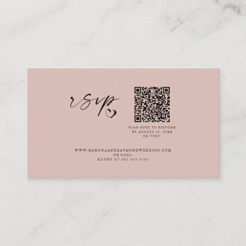 Modern Minimalist Script Wedding Website QR Code  Enclosure Card