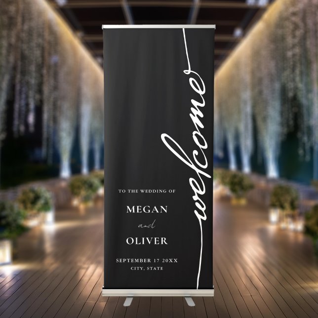 Modern Minimalist Script Wedding Welcome Retractable Banner (Creator Uploaded)